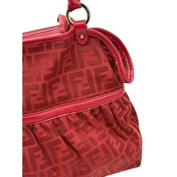 Fendi Red Zucca Chefs bag*Red Canvas & Leather*BEAUTIFUL CONDITION - Picture 4 of 16